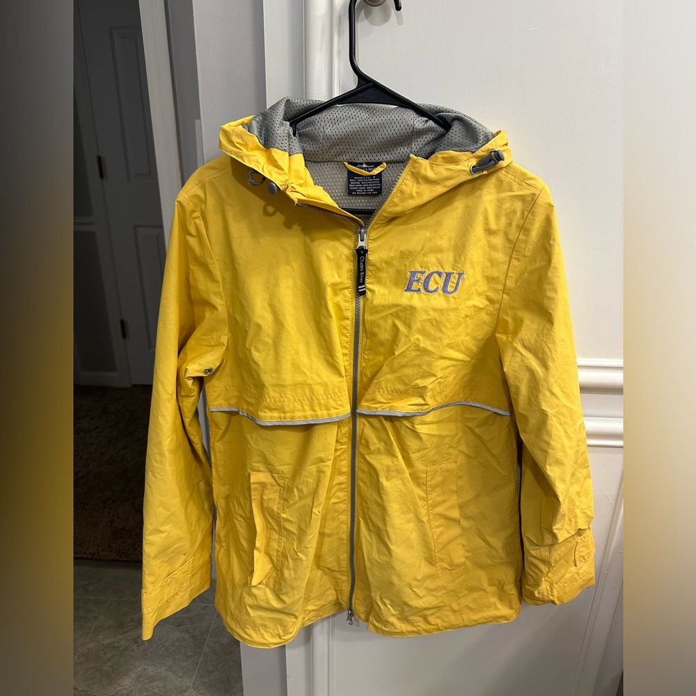 Size small yellow ECU rain jacket